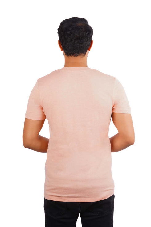 JACK & JONES - EMBROIDERED LOGO-V NECK T-SHIRT | LIGHT PEACH